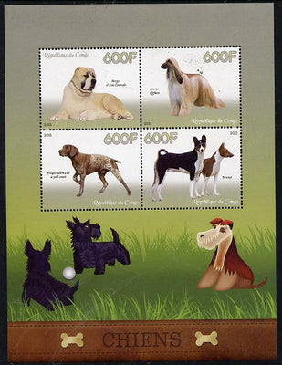 Congo 2015 Dogs perf sheetlet containing set of 4 unmounted mint