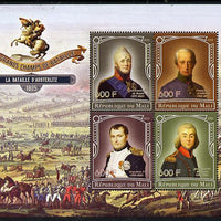 Mali 2015 Great Military Leaders - Battle of Austerlitz 1805 perf sheetlet containing set of 4 unmounted mint