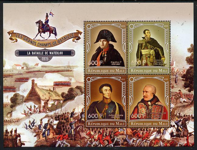 Mali 2015 Great Military Leaders - Battle of Waterloo 1815 perf sheetlet containing set of 4 unmounted mint