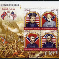 Mali 2015 Great Military Leaders - Battle of Antietam 1862 perf sheetlet containing set of 4 unmounted mint