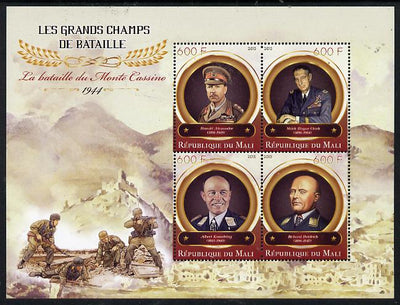 Mali 2015 Great Military Leaders - Battle of Momte Cassino 1944 perf sheetlet containing set of 4 unmounted mint