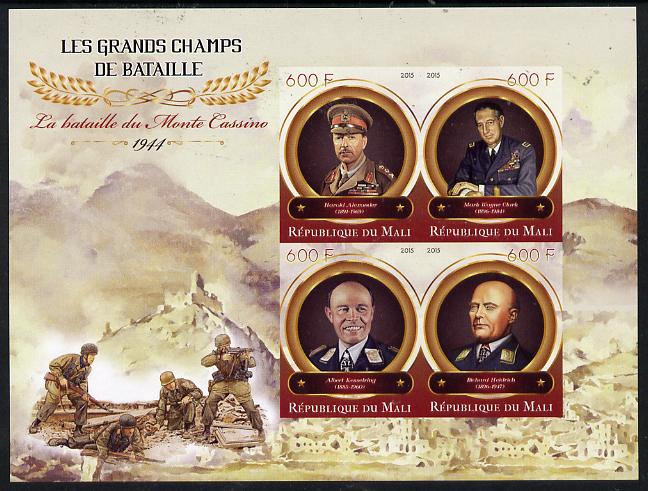 Mali 2015 Great Military Leaders - Battle of Momte Cassino 1944 imperf sheetlet containing set of 4 unmounted mint