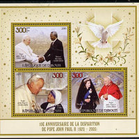 Djibouti 2015 10th Death Anniversay of Pope John Paul II perf sheetlet containing set of 3 unmounted mint