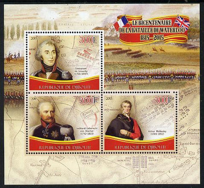 Djibouti 2015 Bicentenary of Battle of Waterloo perf sheetlet containing set of 3 unmounted mint