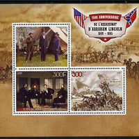 Djibouti 2015 150th Anniversay Assassination of Abraham Lincoln perf sheetlet containing set of 3 unmounted mint