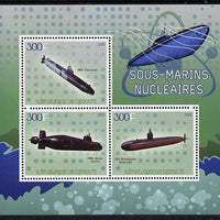 Djibouti 2015 Submarines perf sheetlet containing set of 3 unmounted mint