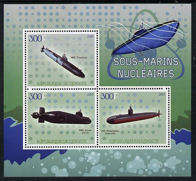 Djibouti 2015 Submarines perf sheetlet containing set of 3 unmounted mint