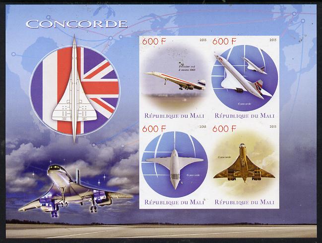 Mali 2015 Concorde imperf sheetlet containing set of 4 values unmounted mint