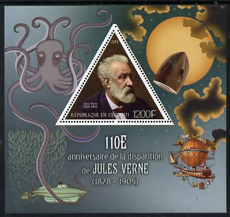 Djibouti 2015 110th Death Anniversay of Jules Verne perf s/sheet containing one triangular value unmounted mint