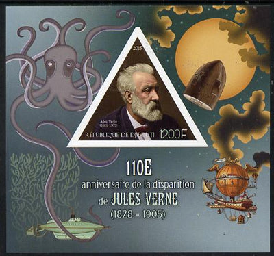 Djibouti 2015 110th Death Anniversay of Jules Verne imperf s/sheet containing one triangular value unmounted mint