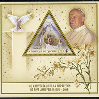 Djibouti 2015 10th Death Anniversay of Pope John Paul II perf s/sheet containing one triangular value unmounted mint