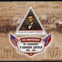 Djibouti 2015 150th Anniversay Assassination of Abraham Lincoln perf s/sheet containing one triangular value unmounted mint