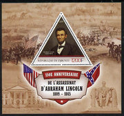 Djibouti 2015 150th Anniversay Assassination of Abraham Lincoln perf s/sheet containing one triangular value unmounted mint