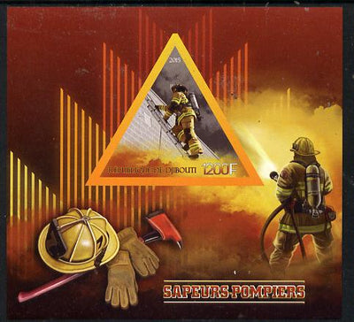 Djibouti 2015 FireFighting imperf s/sheet containing one triangular value unmounted mint