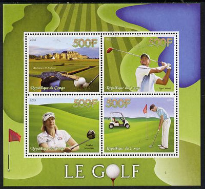 Congo 2015 Golf perf sheetlet containing set of 4 unmounted mint