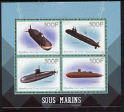 Congo 2015 Submarines perf sheetlet containing set of 4 unmounted mint