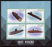 Congo 2015 Submarines imperf sheetlet containing set of 4 unmounted mint