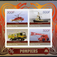 Congo 2015 Fire Services imperf sheetlet containing set of 4 unmounted mint