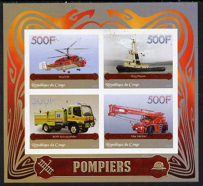 Congo 2015 Fire Services imperf sheetlet containing set of 4 unmounted mint