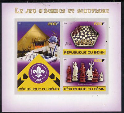 Benin 2015 Chess & Scouts imperf sheet containing 3 values unmounted mint