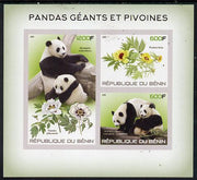Benin 2015 Giant Pandas & Peonies imperf sheet containing 3 values unmounted mint
