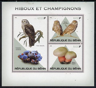 Benin 2015 Owls & Fungi perf sheet containing 3 values unmounted mint