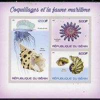 Benin 2015 Shells & Marine Life imperf sheet containing 3 values unmounted mint