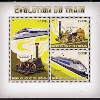 Benin 2015 Evolution of the Train perf sheet containing 3 values unmounted mint
