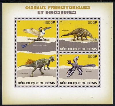 Benin 2015 Pre-Historic Animals perf sheet containing 3 values unmounted mint