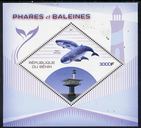 Benin 2015 Lighthouses & Whales perf deluxe sheet containing one diamond shaped value unmounted mint