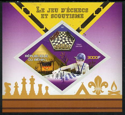 Benin 2015 Chess & Scouts imperf deluxe sheet containing one diamond shaped value unmounted mint