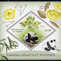 Benin 2015 Giant Pandas & Peonies perf deluxe sheet containing one diamond shaped value unmounted mint