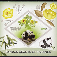 Benin 2015 Giant Pandas & Peonies imperf deluxe sheet containing one diamond shaped value unmounted mint