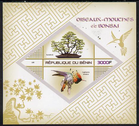 Benin 2015 Hummingbirds & Bonsai imperf deluxe sheet containing one diamond shaped value unmounted mint