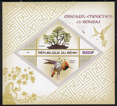 Benin 2015 Hummingbirds & Bonsai imperf deluxe sheet containing one diamond shaped value unmounted mint