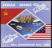 Benin 2015 Apollo & Soyuz imperf deluxe sheet containing one diamond shaped value unmounted mint