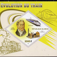 Benin 2015 Evolution of the Train imperf deluxe sheet containing one diamond shaped value unmounted mint