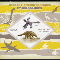 Benin 2015 Pre-Historic Animals imperf deluxe sheet containing one diamond shaped value unmounted mint