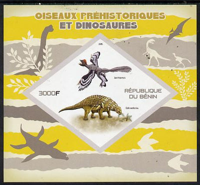 Benin 2015 Pre-Historic Animals imperf deluxe sheet containing one diamond shaped value unmounted mint