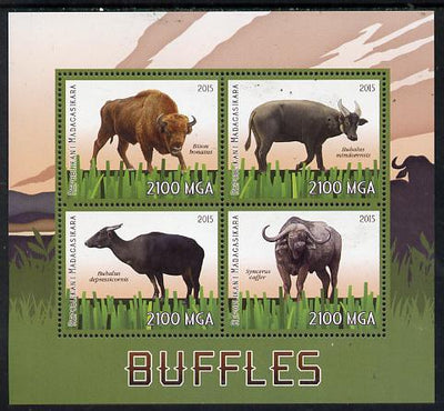 Madagascar 2015 Buffalo perf sheetlet containing 4 values unmounted mint