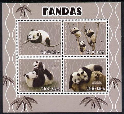 Madagascar 2015 Pandas perf sheetlet containing 4 values unmounted mint
