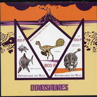 Mali 2015 Dinosaurs imperf sheetlet containing one diamond shaped & two triangular values unmounted mint