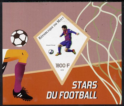 Mali 2015 Football Stars imperf deluxe sheet containing one diamond shaped value unmounted mint