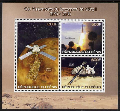 Benin 2015 40th Anniversary of Viking Probe perf sheet containing 3 values unmounted mint