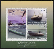 Benin 2015 Submarines perf sheet containing 3 values unmounted mint