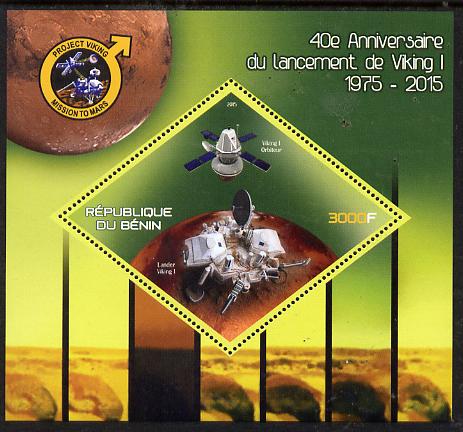 Benin 2015 40th Anniversary of Viking Probe perf deluxe sheet containing one diamond shaped value,unmounted mint