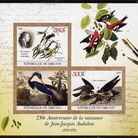 Djibouti 2015 230th Birth Anniversary of John Audubon imperf sheet containing 3 values unmounted mint
