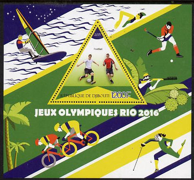 Djibouti 2015 Rio Olympic Games perf deluxe sheet containing one triangular value unmounted mint