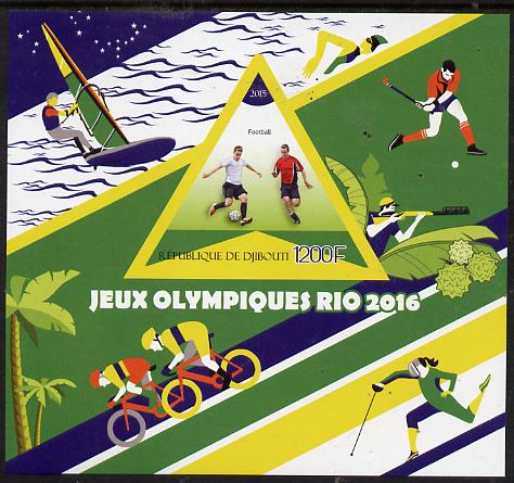 Djibouti 2015 Rio Olympic Games imperf deluxe sheet containing one triangular value unmounted mint