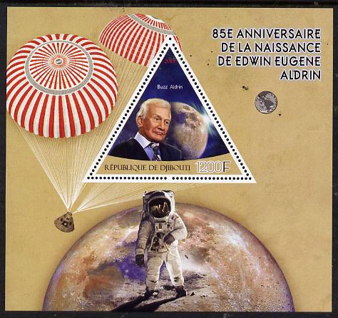 Djibouti 2015 85th Birth Anniversary of Edwin Aldrin perf deluxe sheet containing one triangular value unmounted mint